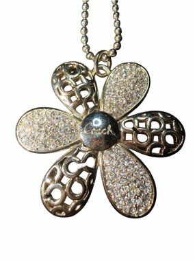 Vintage Coach Silver-Tone Daisy Flower Pendant Necklace